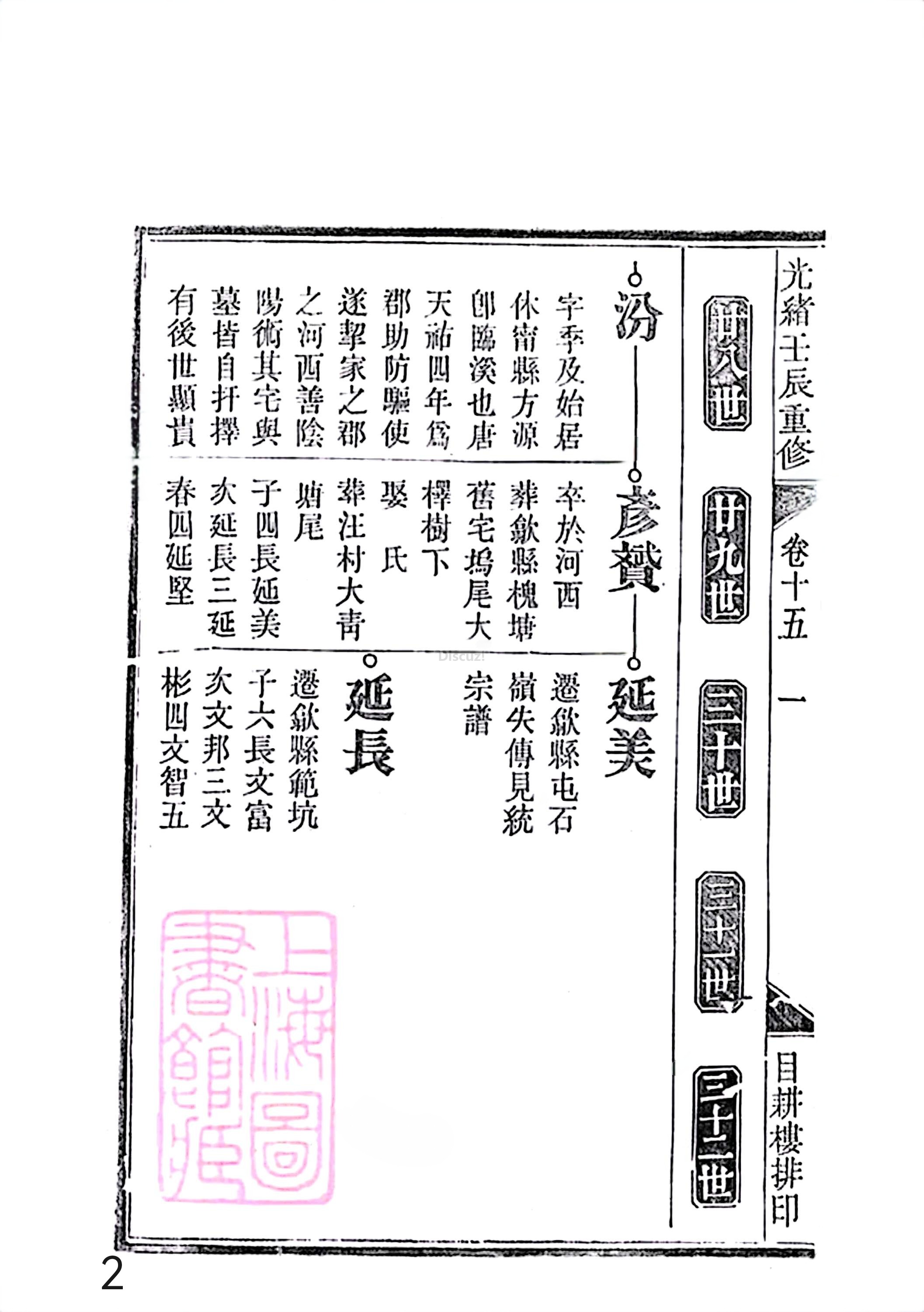 17新安程氏世谱家谱 三十六卷 世谱年表 卷十五  第2页.jpg