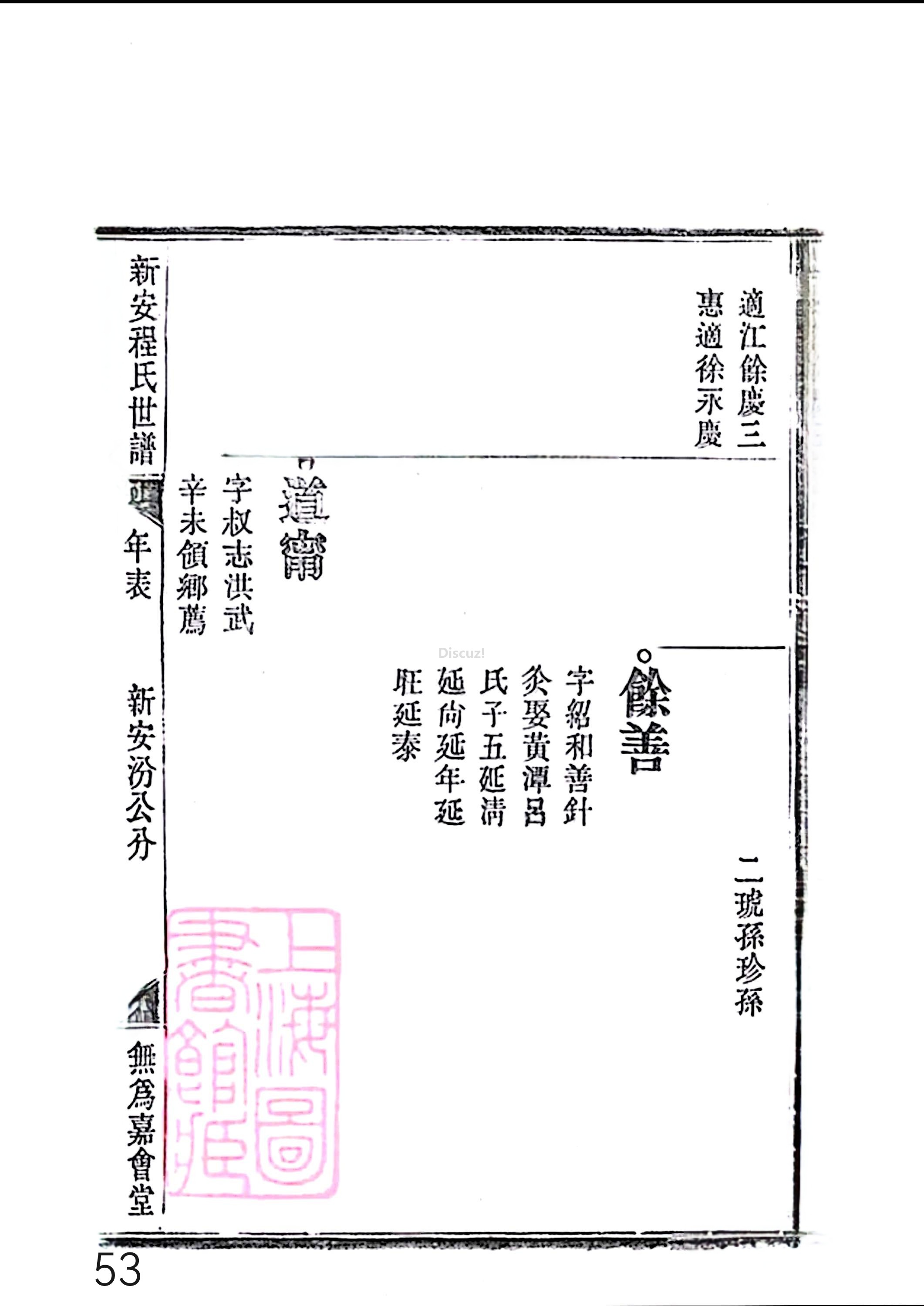 17新安程氏世谱家谱 三十六卷 世谱年表 卷十五  第53页.jpg
