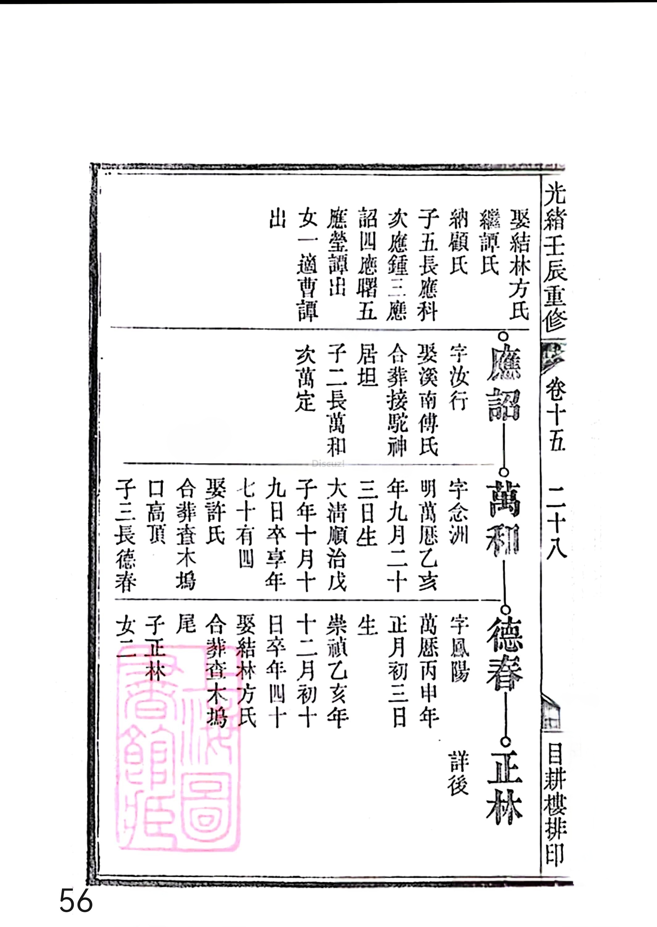17新安程氏世谱家谱 三十六卷 世谱年表 卷十五  第56页.jpg
