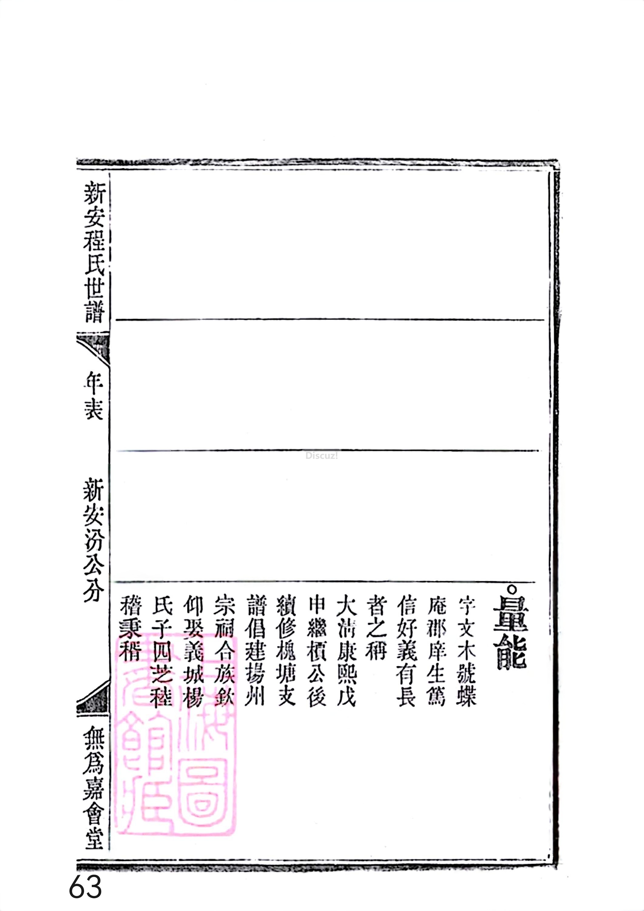 17新安程氏世谱家谱 三十六卷 世谱年表 卷十五  第63页.jpg