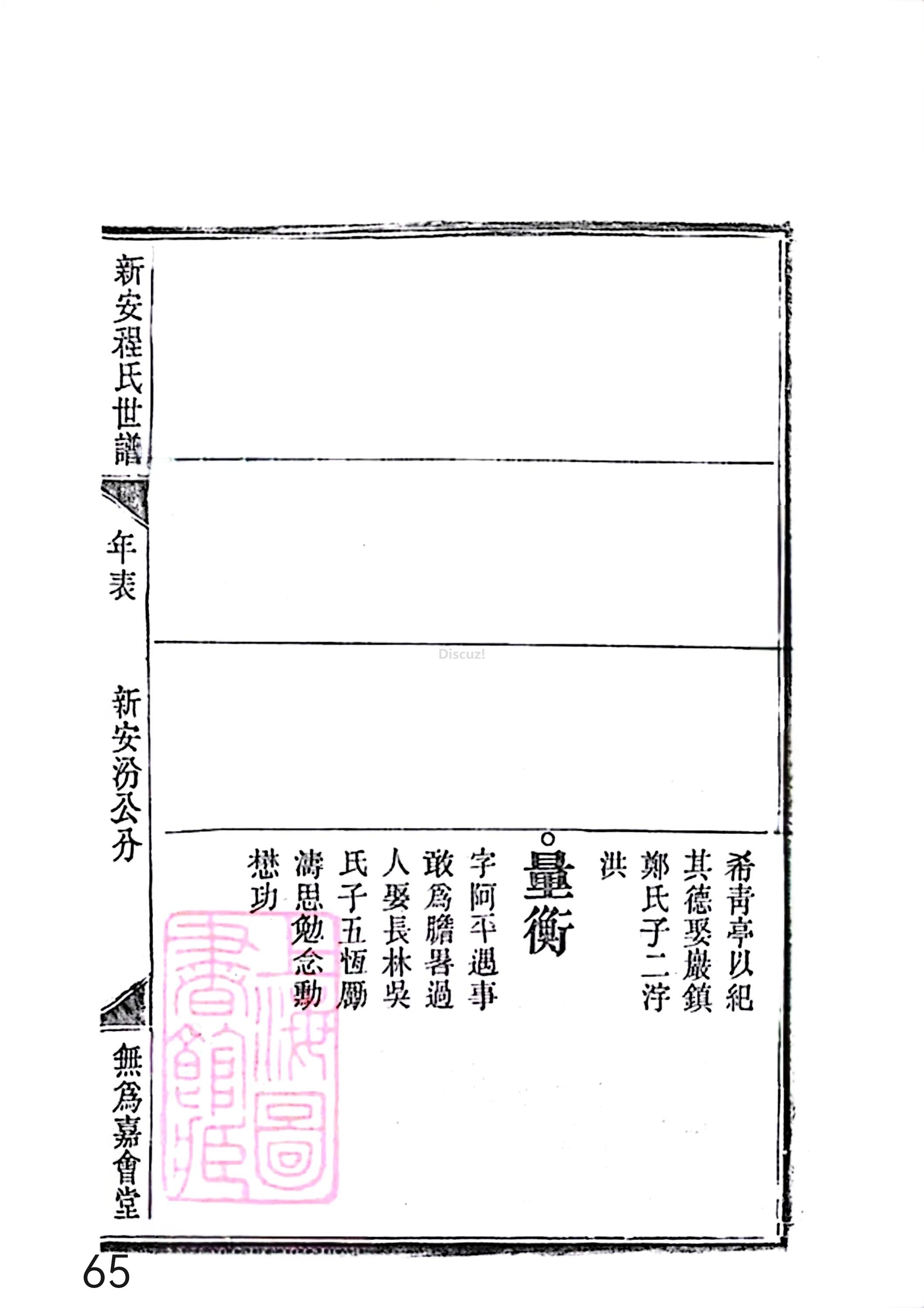 17新安程氏世谱家谱 三十六卷 世谱年表 卷十五  第65页.jpg