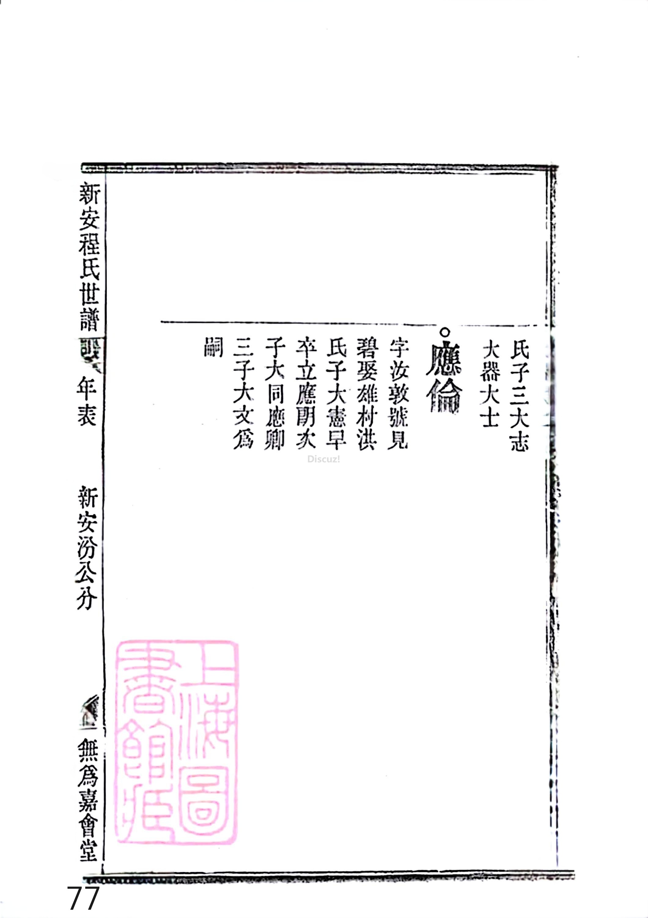 17新安程氏世谱家谱 三十六卷 世谱年表 卷十五  第77页.jpg