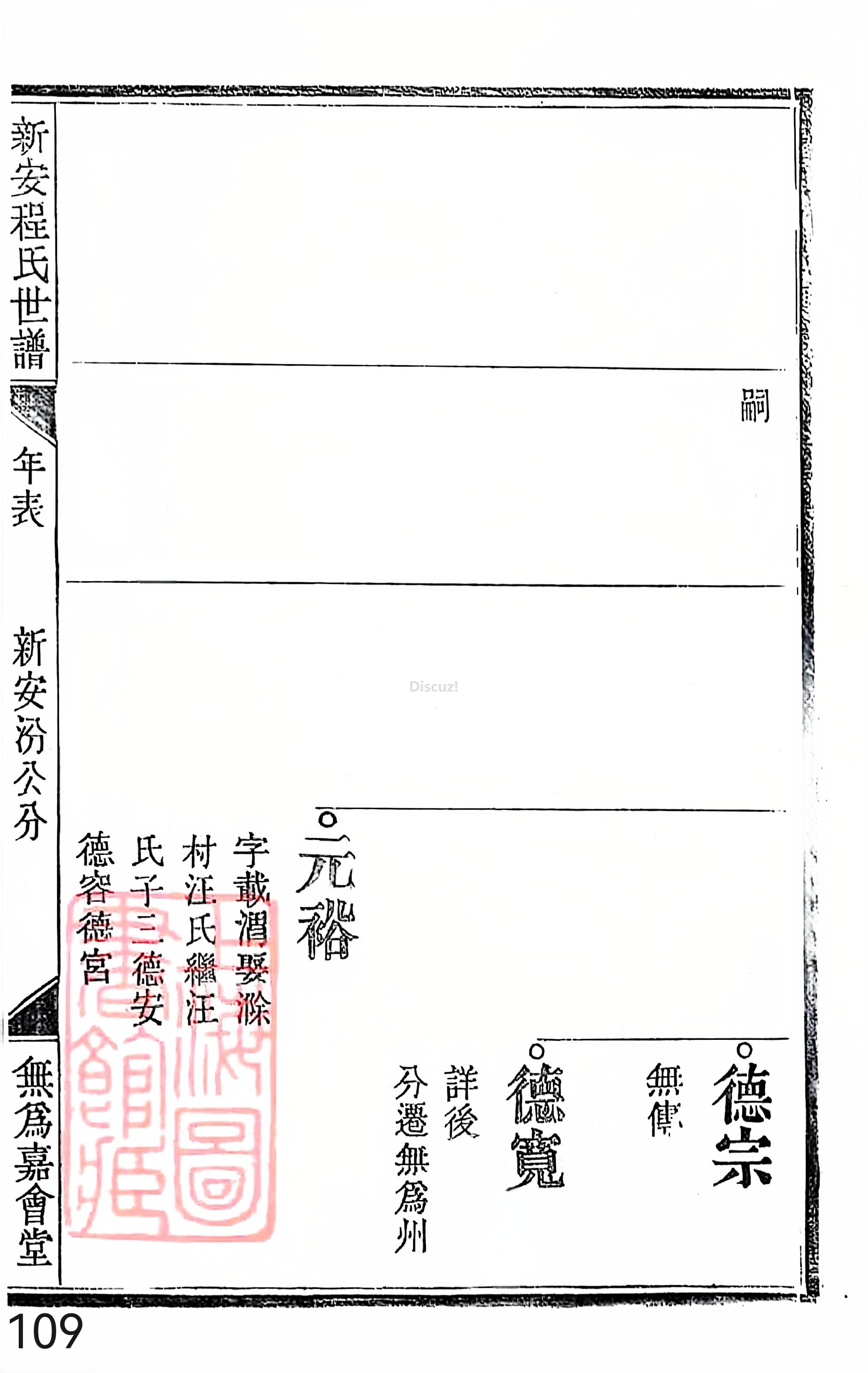 17新安程氏世谱家谱 三十六卷 世谱年表 卷十五  第109页.jpg