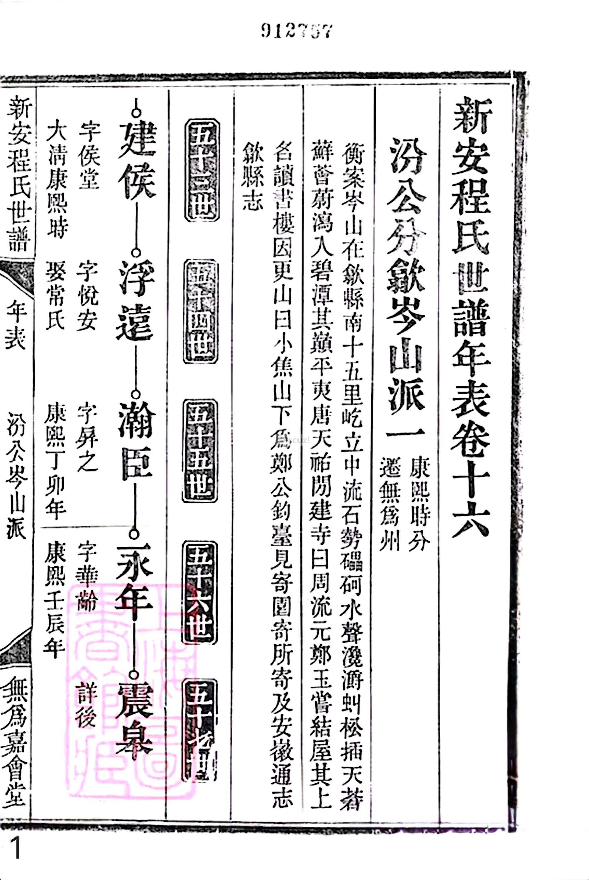 18册新安程氏世谱家谱 世谱年表 卷十六 第1页.jpg
